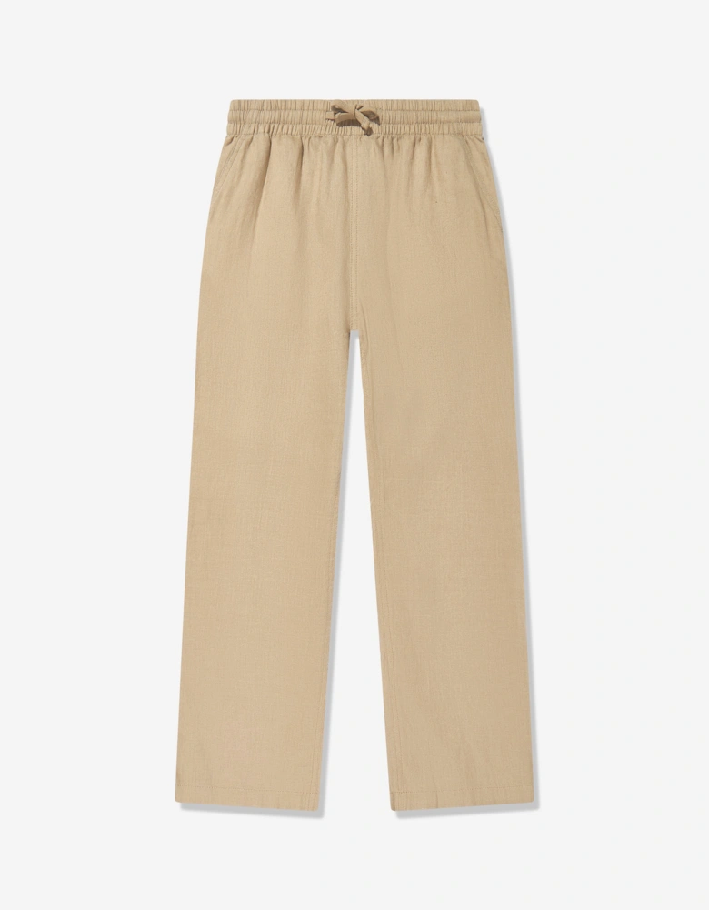 Boys Linen Trousers in Brown