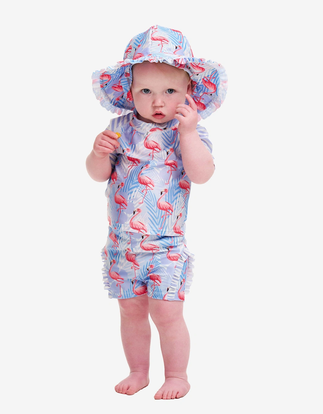 Girls Flamingo Sun Protective Hat (UPF50+) in Purple