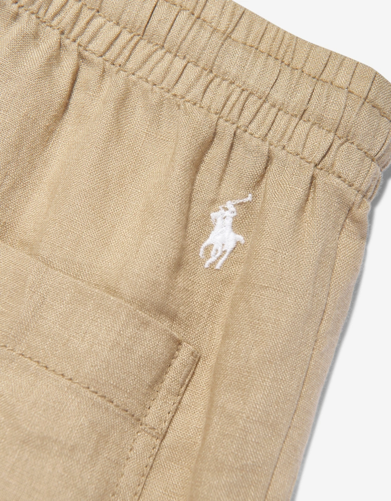 Boys Linen Trousers in Brown