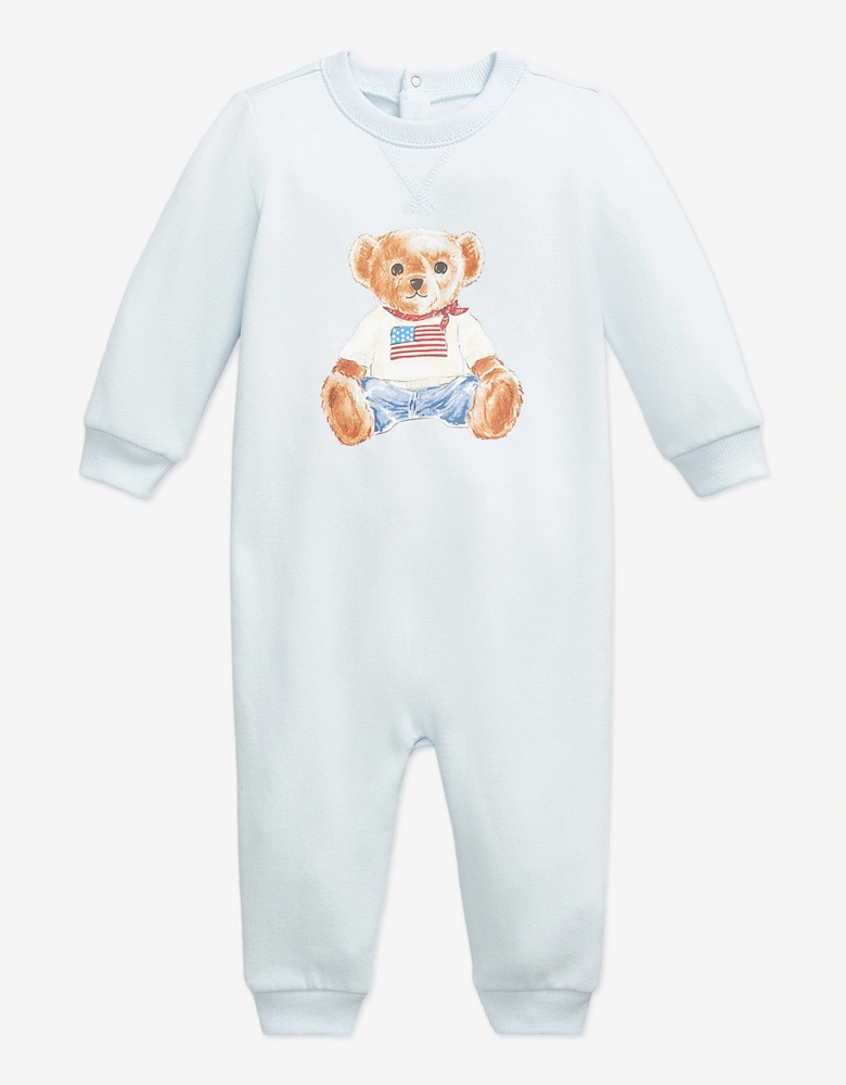 Baby Boys Polo Bear Romper in Blue