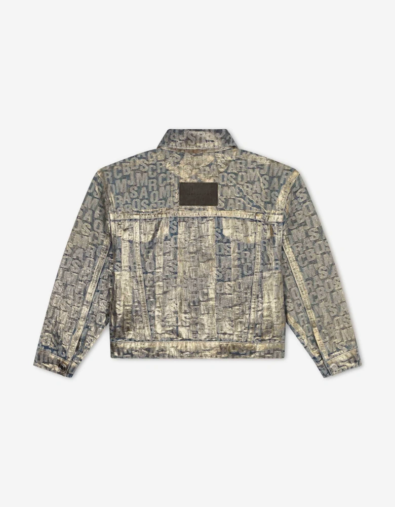 Girls Metallic Effect Denim Jacket in Gold