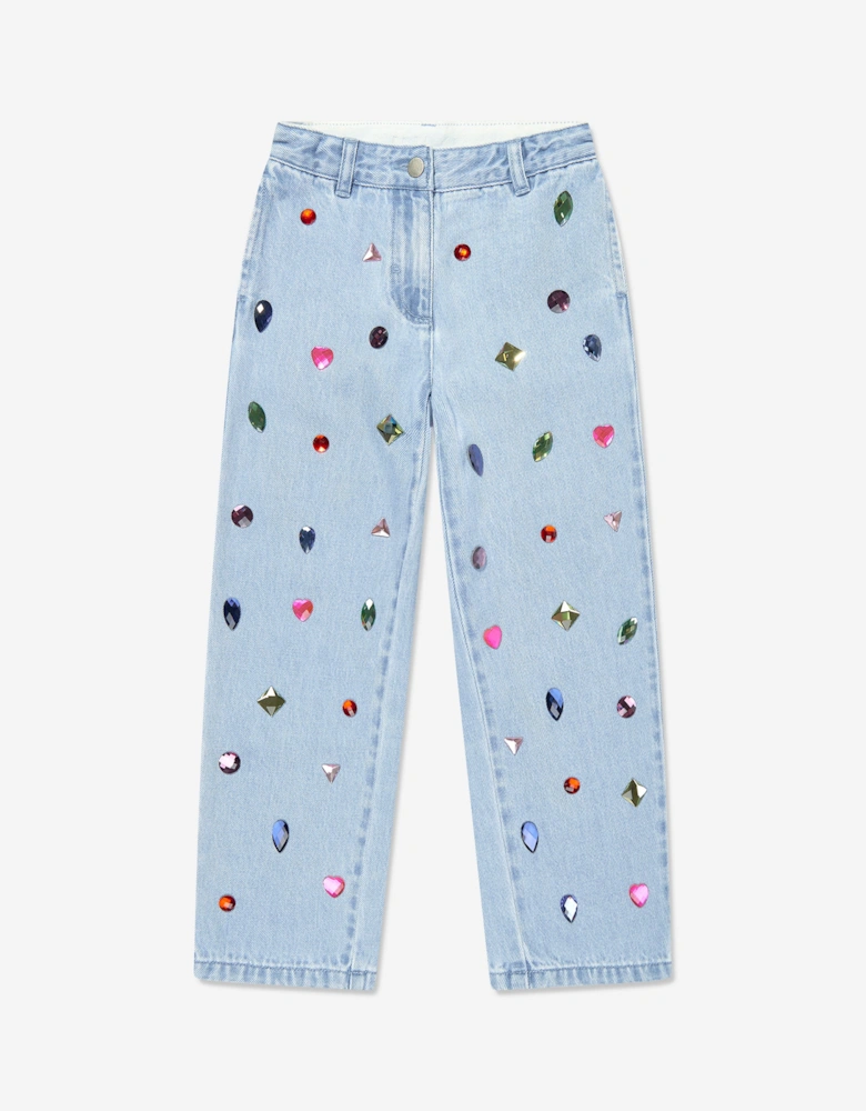 Girls Jewelled Denim Jeans in Blue