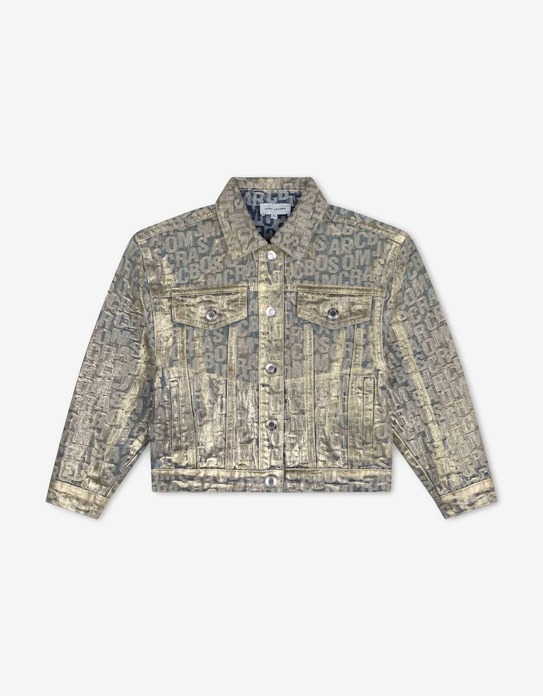 Girls Metallic Effect Denim Jacket in Gold