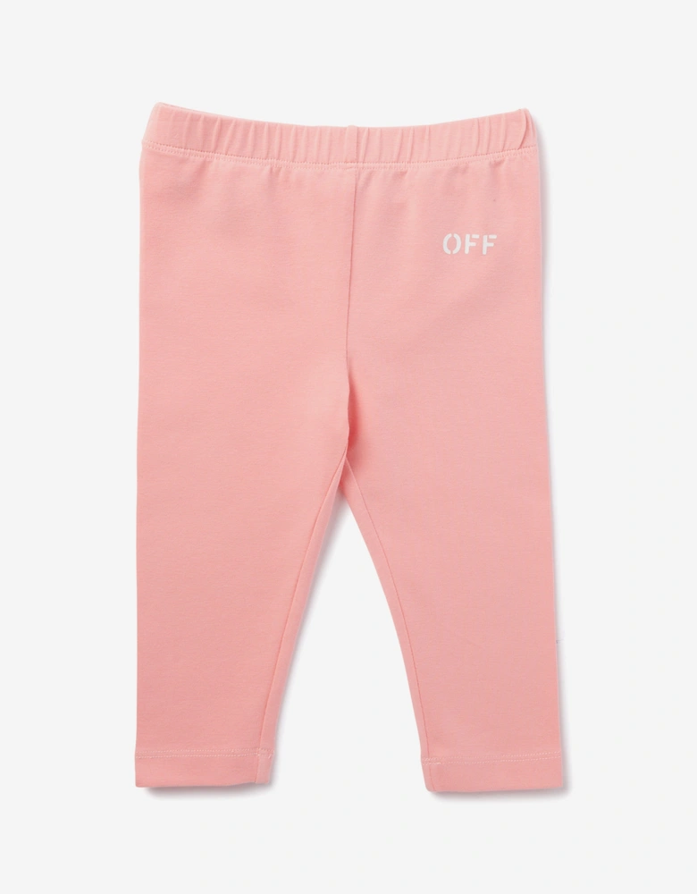 Baby Girls Off Stamp Clear Leggings in Pink