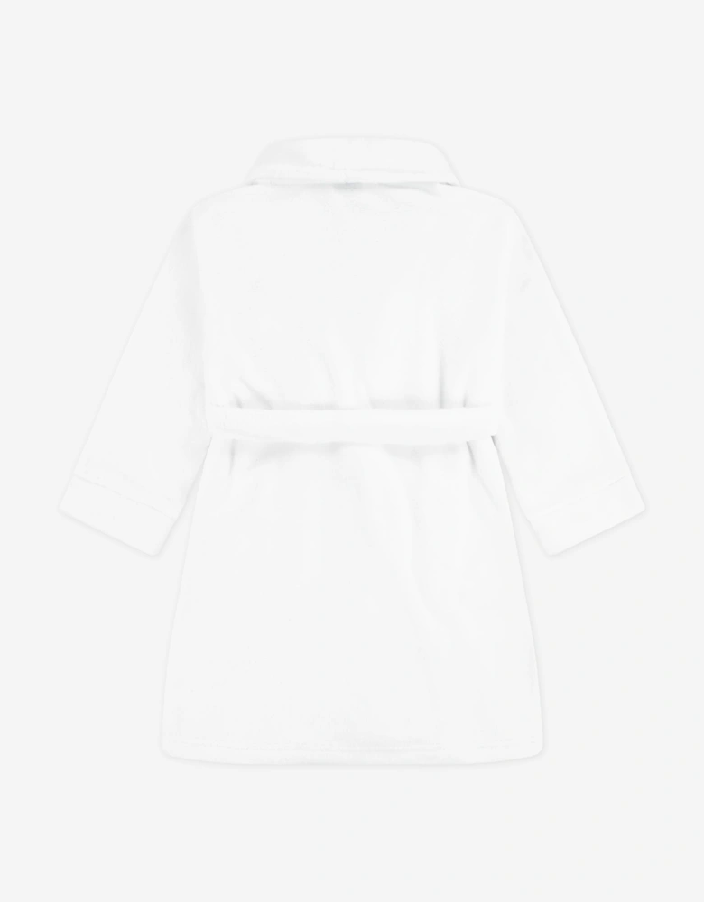 Boys Bear Patch Robe in White
