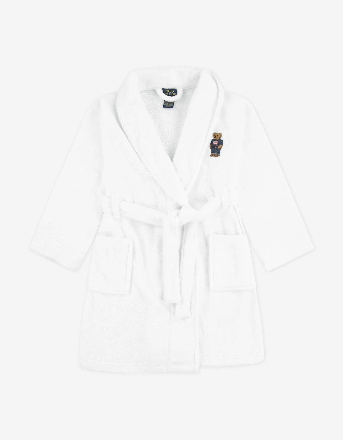 Boys Bear Patch Robe in White, 5 of 4