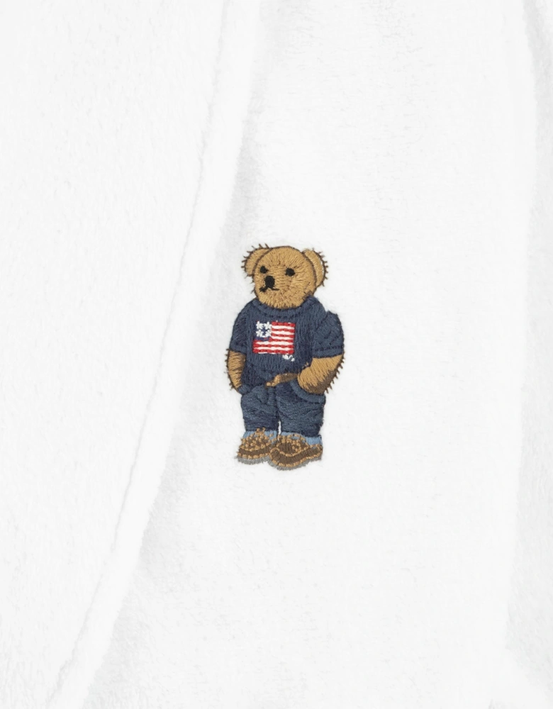 Boys Bear Patch Robe in White