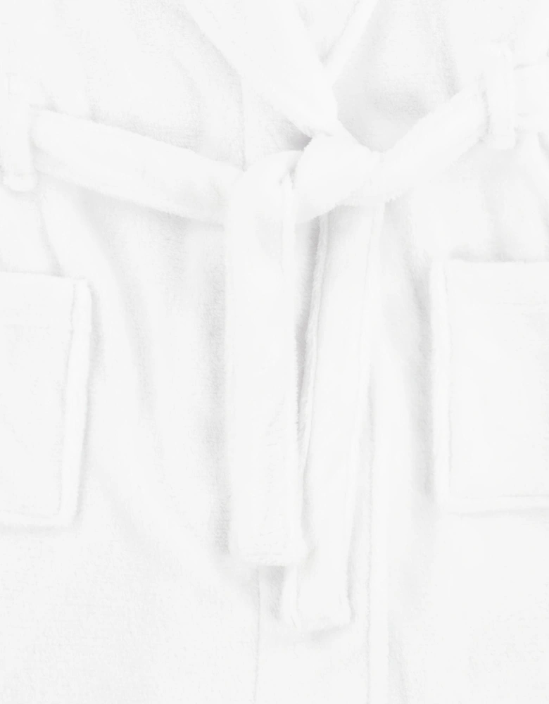 Boys Bear Patch Robe in White