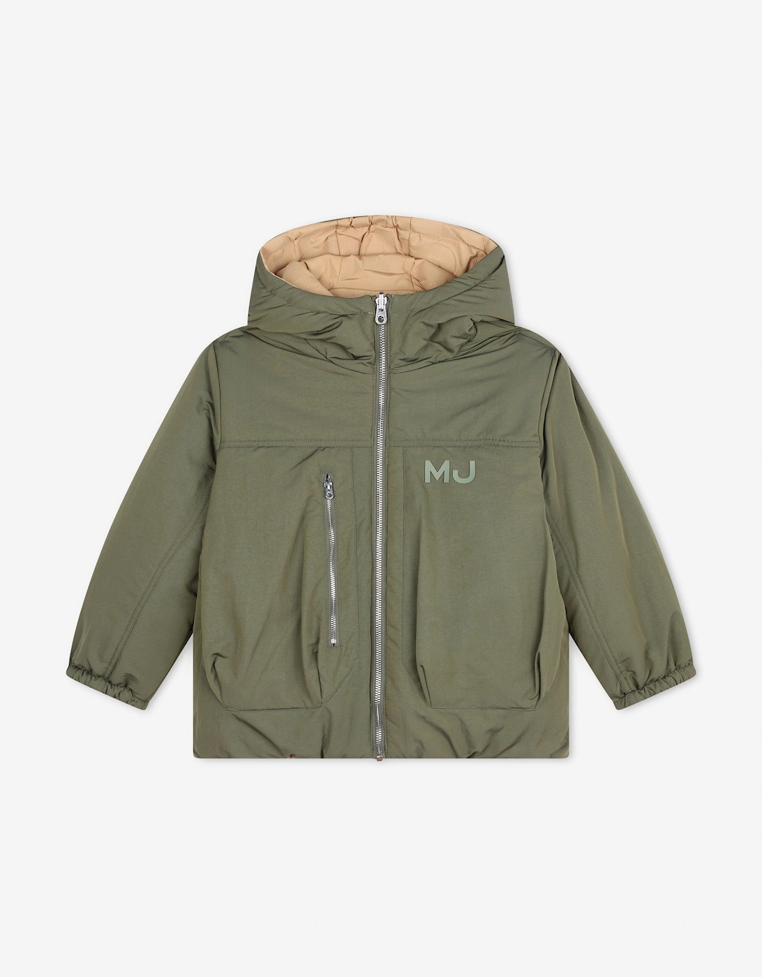 Kids Reversible Puffer Jacket in Brown