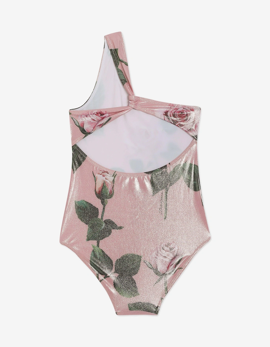 Girls Rose Print Swimsuit in Pink