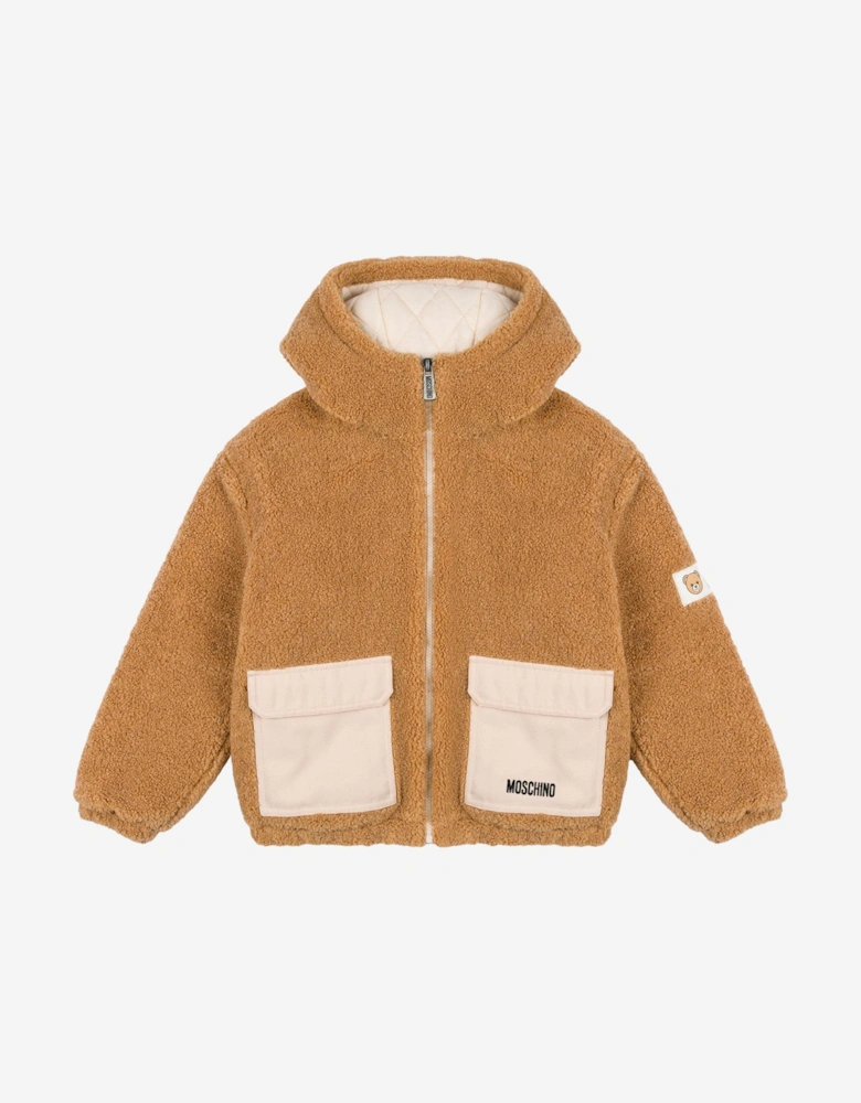 Kids Teddy Fleece Jacket in Brown