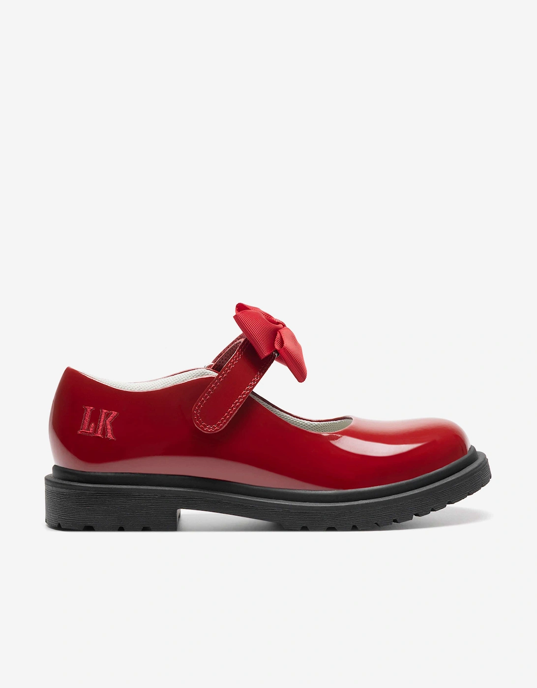 Girls Mia Bow Patent School Shoes in Red, 5 of 4