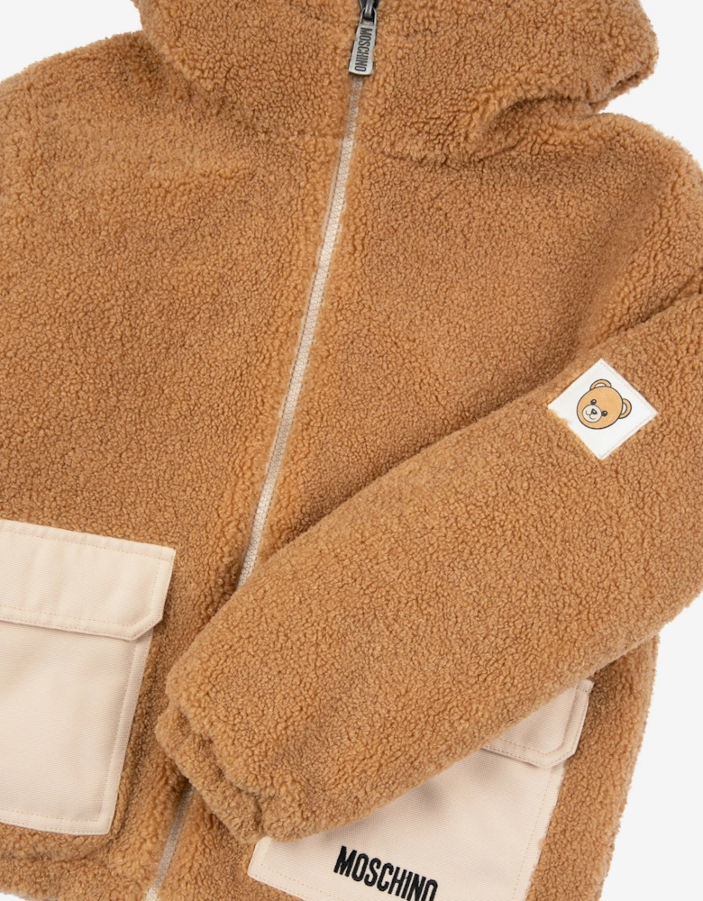 Kids Teddy Fleece Jacket in Brown