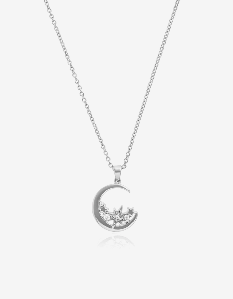 Celestial Cluster Moon Necklace in Silver (457mm)