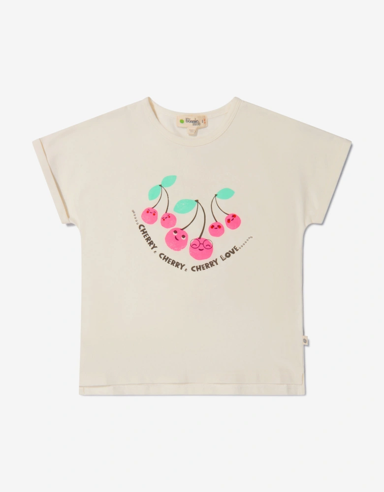 Girls Organic Cotton Cherry Print T-Shirt