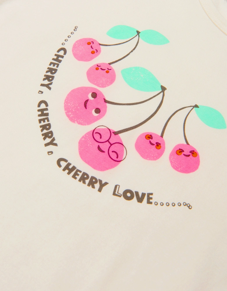 Girls Organic Cotton Cherry Print T-Shirt