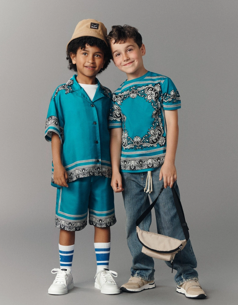 Boys Bandana Print Swim Shorts in Blue