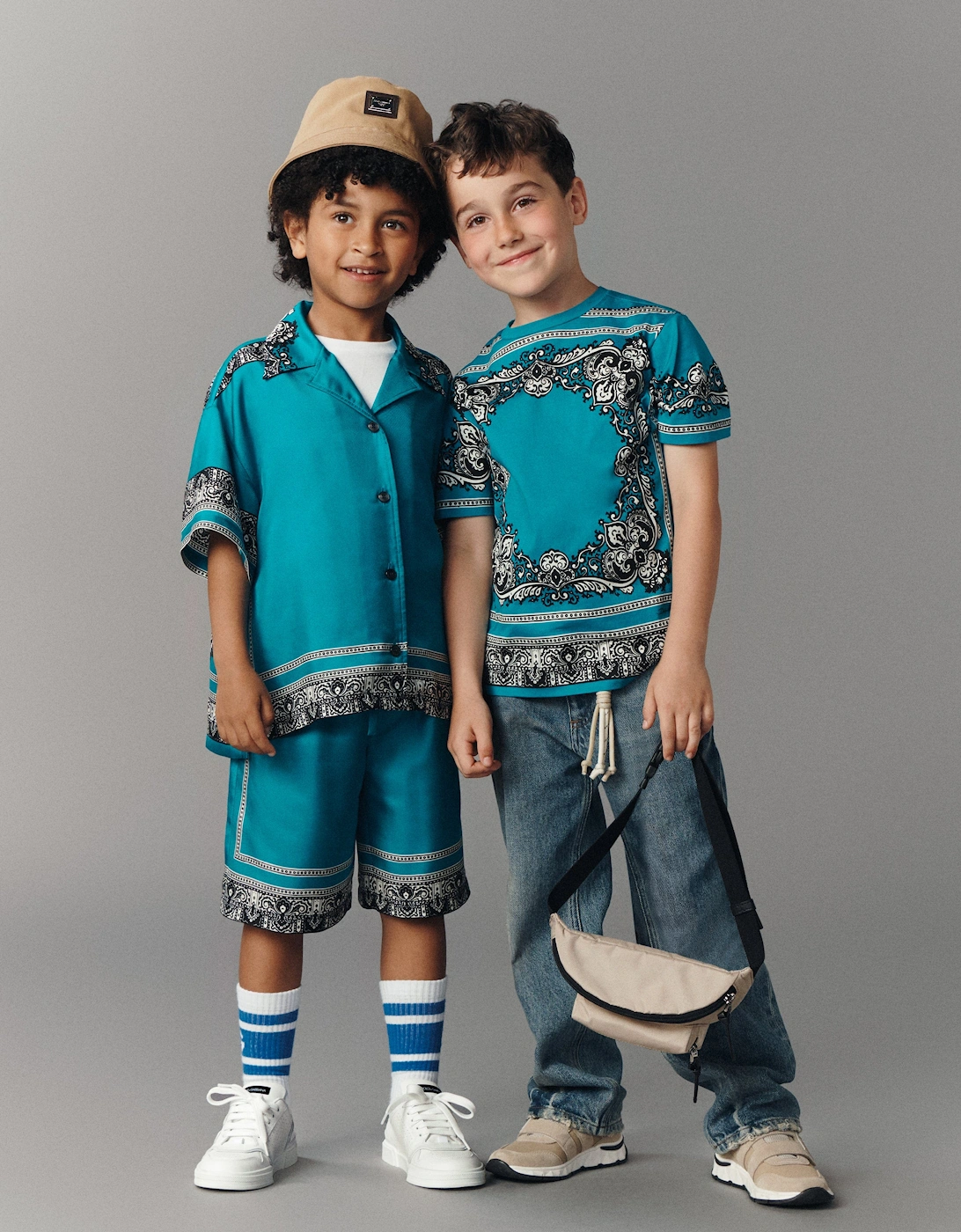 Boys Bandana Print Swim Shorts in Blue