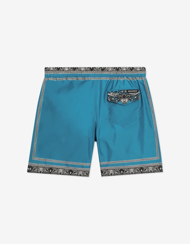 Boys Bandana Print Swim Shorts in Blue