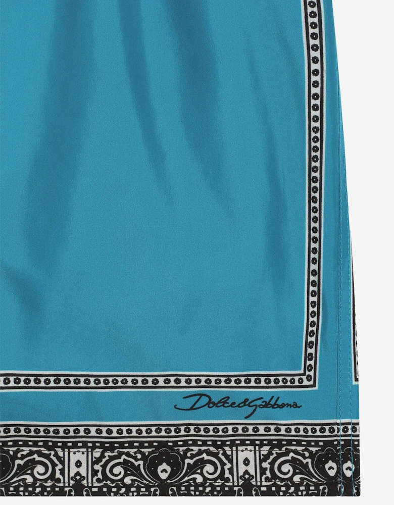 Boys Bandana Print Swim Shorts in Blue