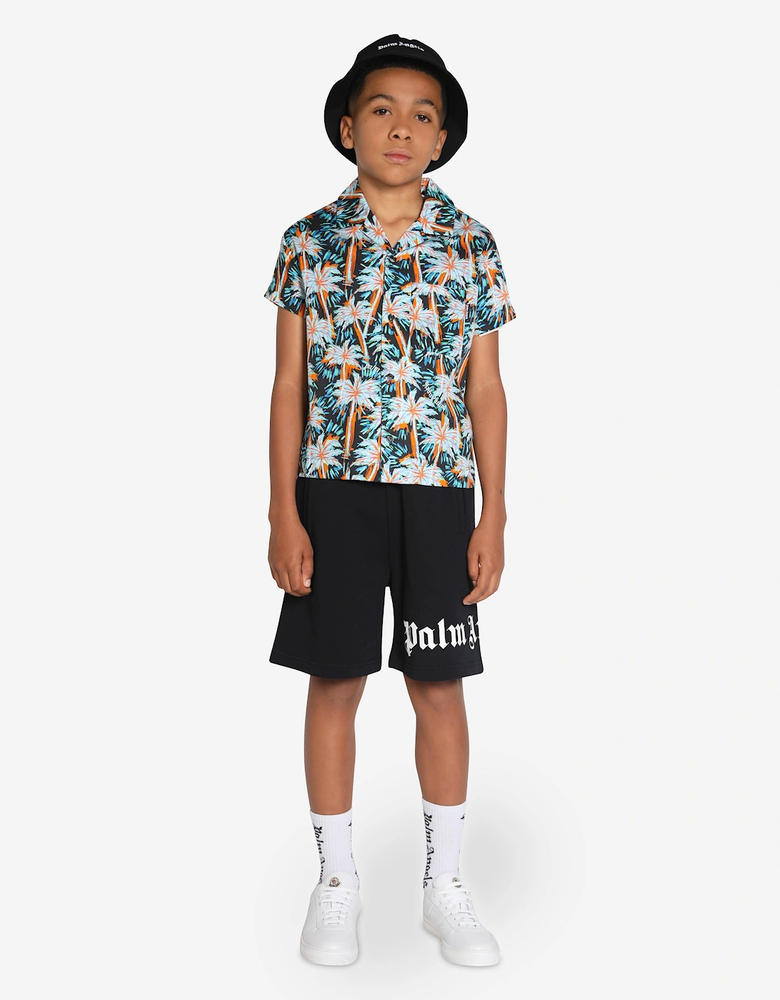 Boys AOP PA Palms Bowling Shirt in Black