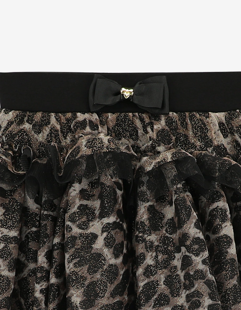Angels Face Girls Georgian Leopard Skirt in Black