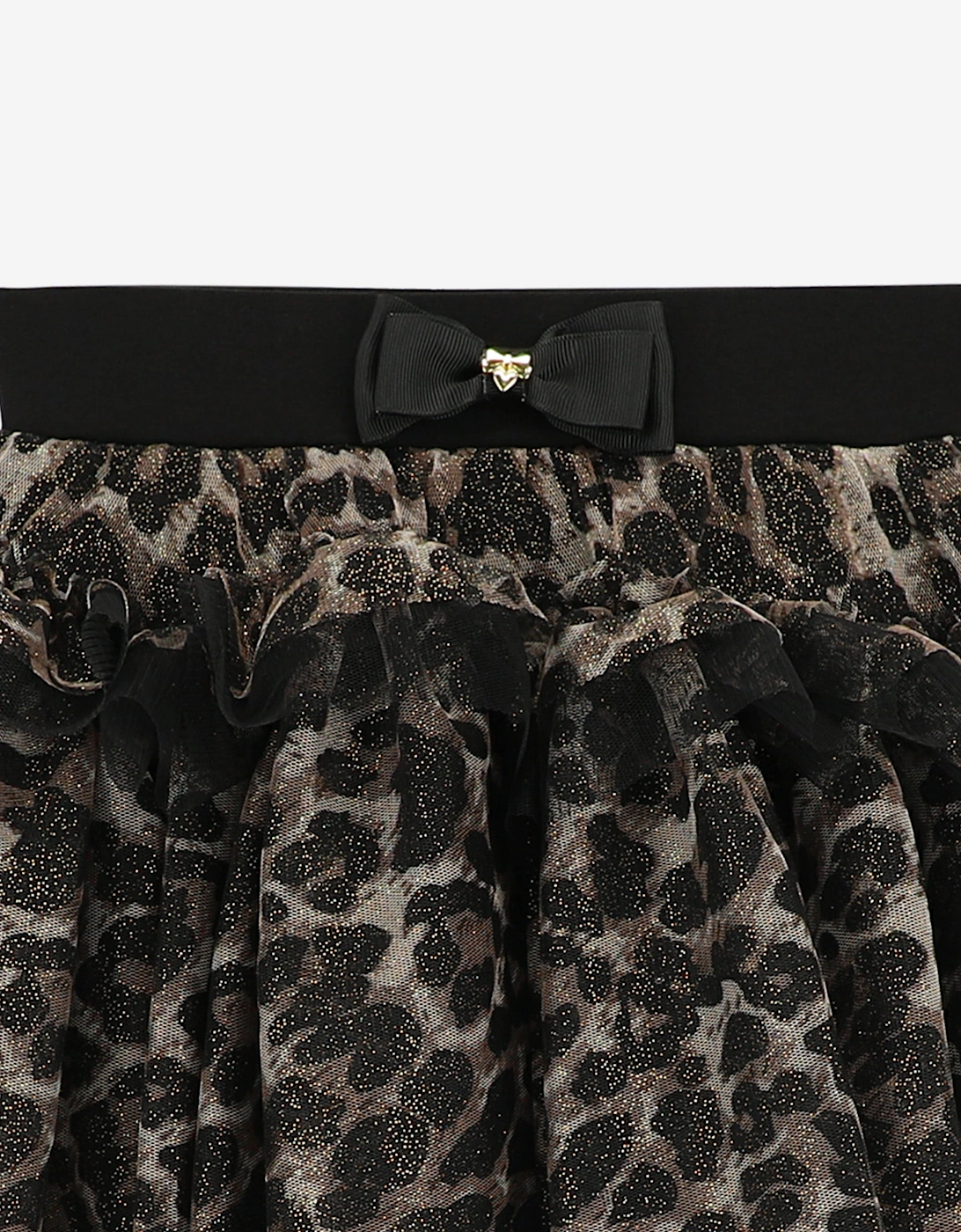 Angels Face Girls Georgian Leopard Skirt in Black