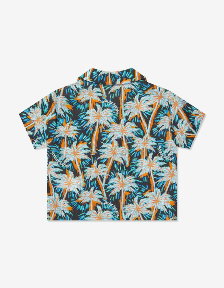 Boys AOP PA Palms Bowling Shirt in Black