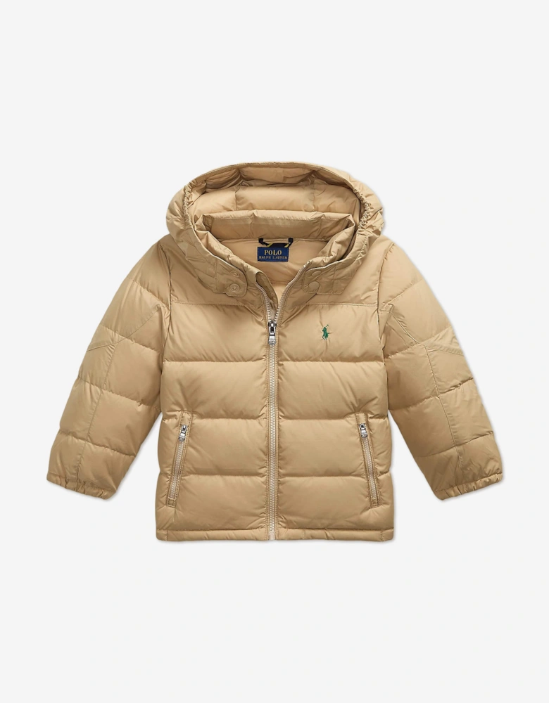Boys Down Padded Puffer Jacket in Beige