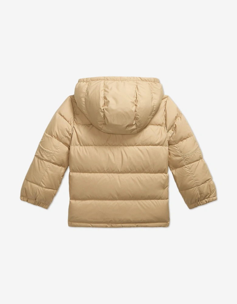 Boys Down Padded Puffer Jacket in Beige