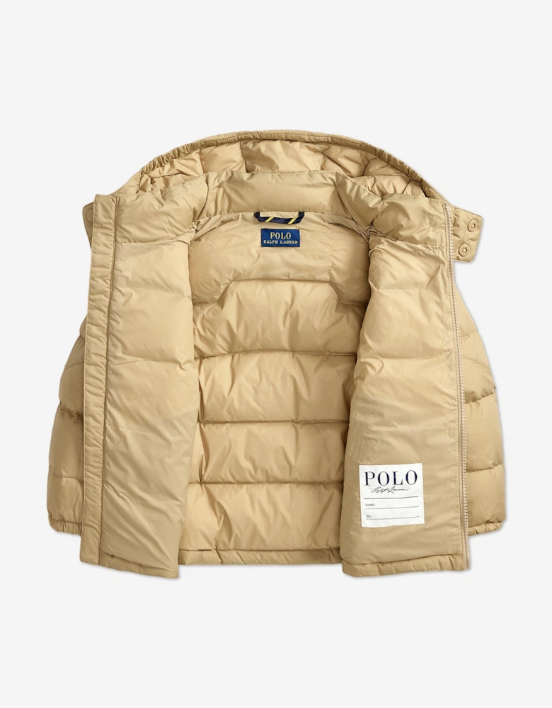 Boys Down Padded Puffer Jacket in Beige