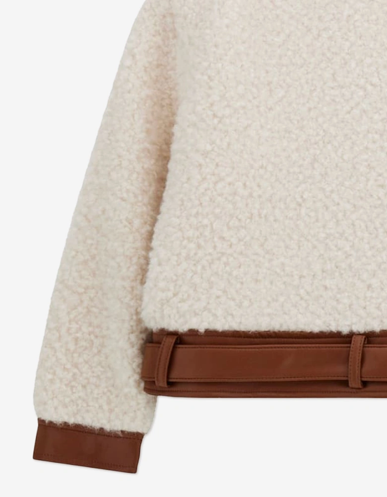 Girls Faux Fur Jacket in Ivory
