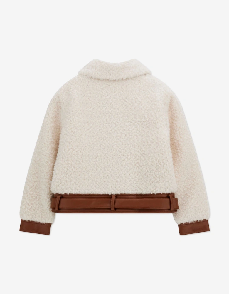 Girls Faux Fur Jacket in Ivory