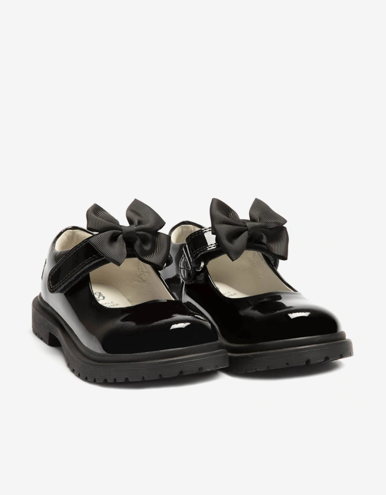 Girls Masie Bow Patent School Shoes in Black