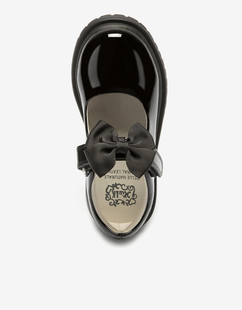 Girls Masie Bow Patent School Shoes in Black