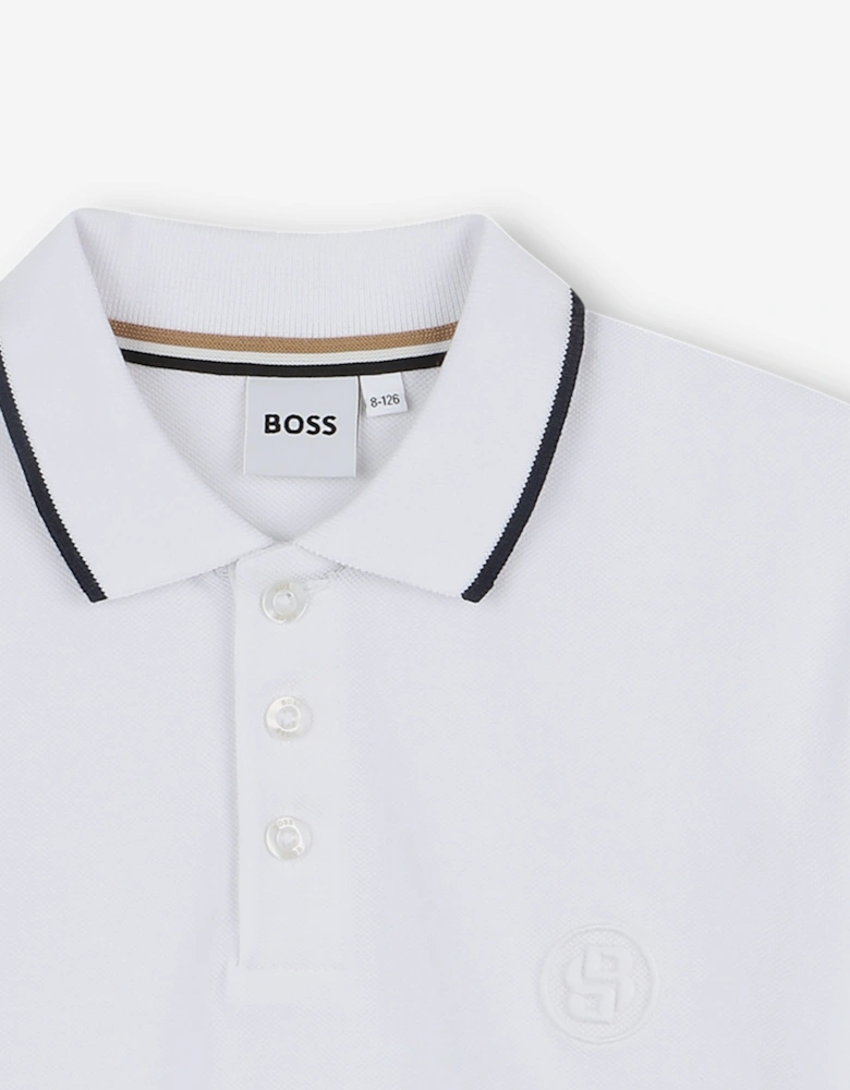 BOSS Boys Double B Polo Shirt in White