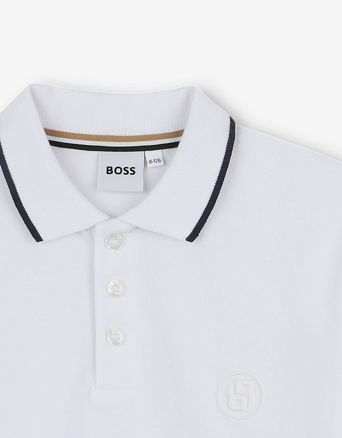 BOSS Boys Double B Polo Shirt in White