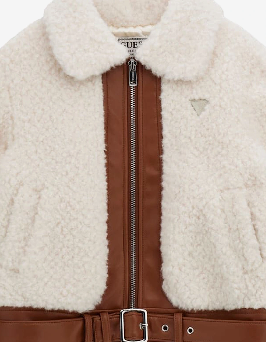 Girls Faux Fur Jacket in Ivory