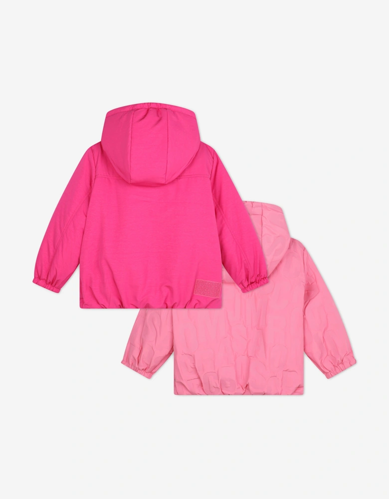 Girls Reversible Puffer Jacket in Pink