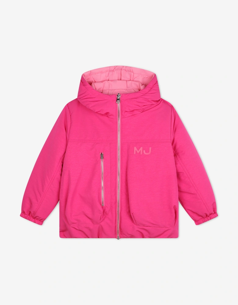 Girls Reversible Puffer Jacket in Pink