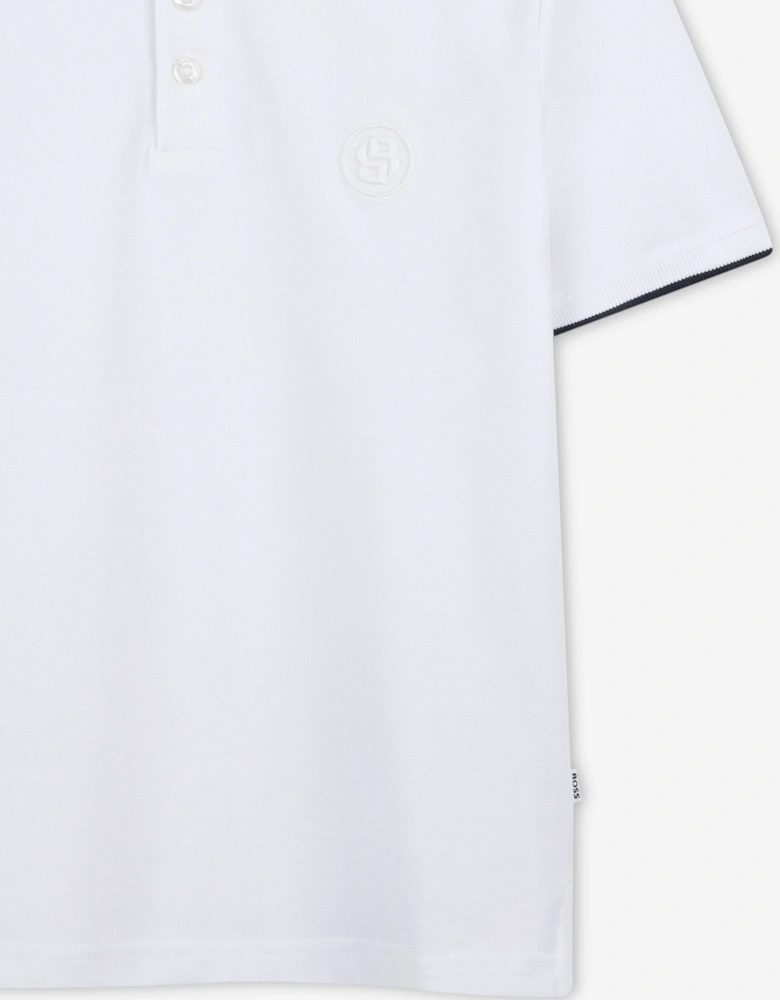 BOSS Boys Double B Polo Shirt in White
