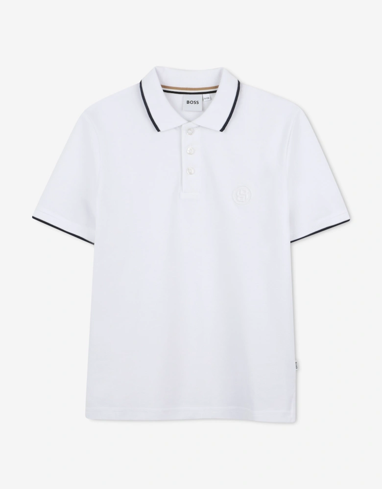 BOSS Boys Double B Polo Shirt in White