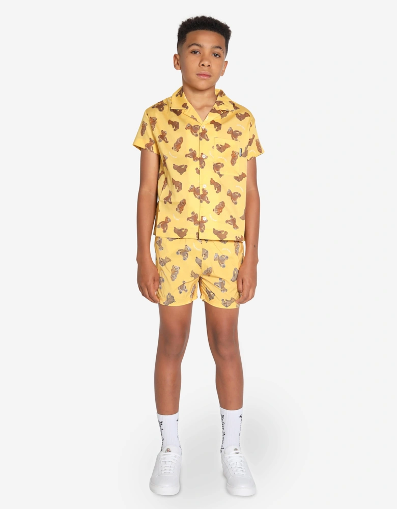Boys AOP PA Bears Bowling Shirt in Yellow