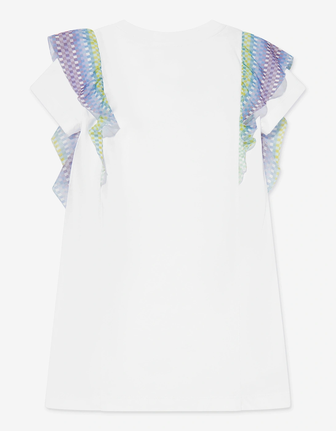 Girls Zigzag Ruffle Jersey Dress in White
