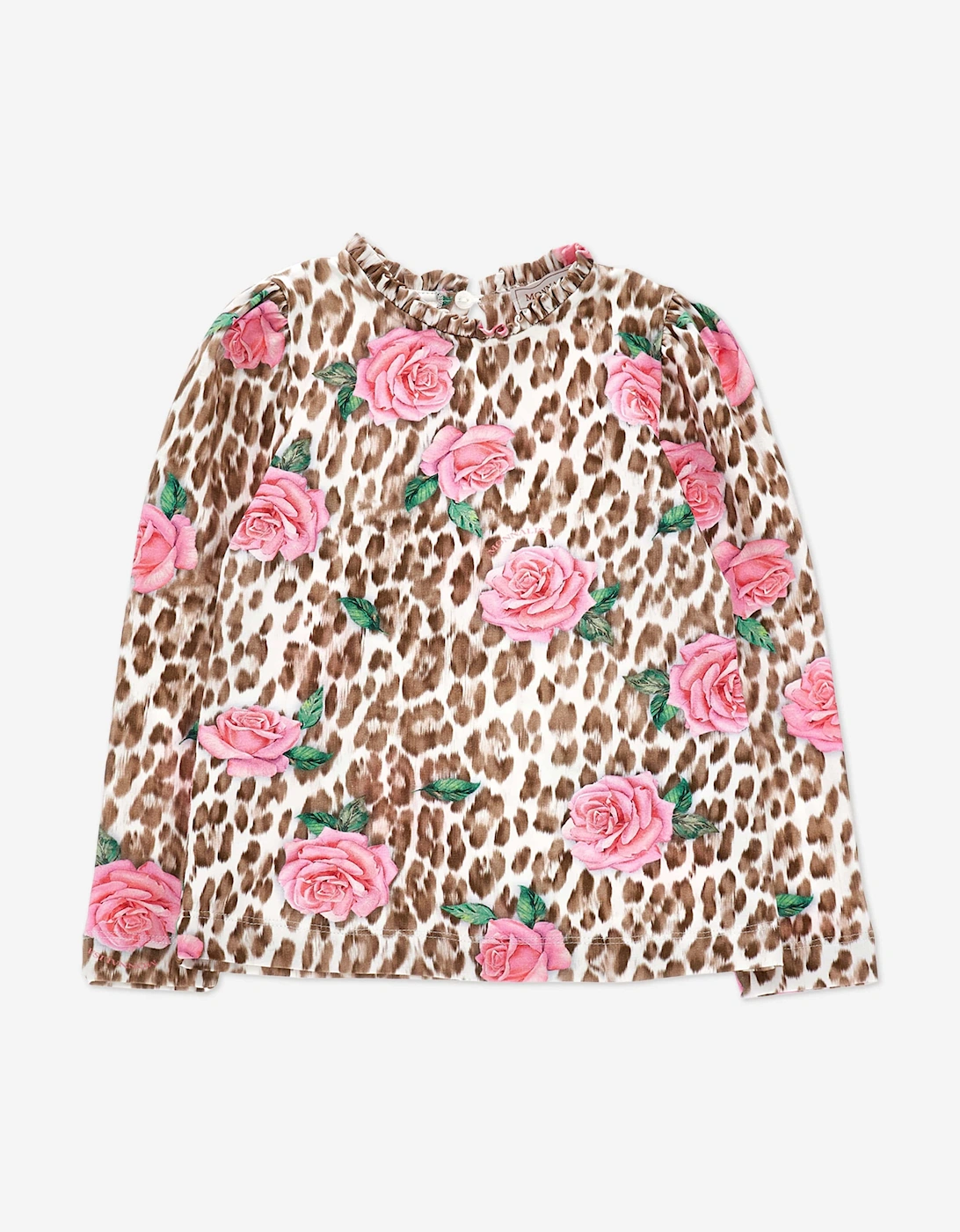 Girls Leopard and Rose Jersey Top in Multicolour, 5 of 4