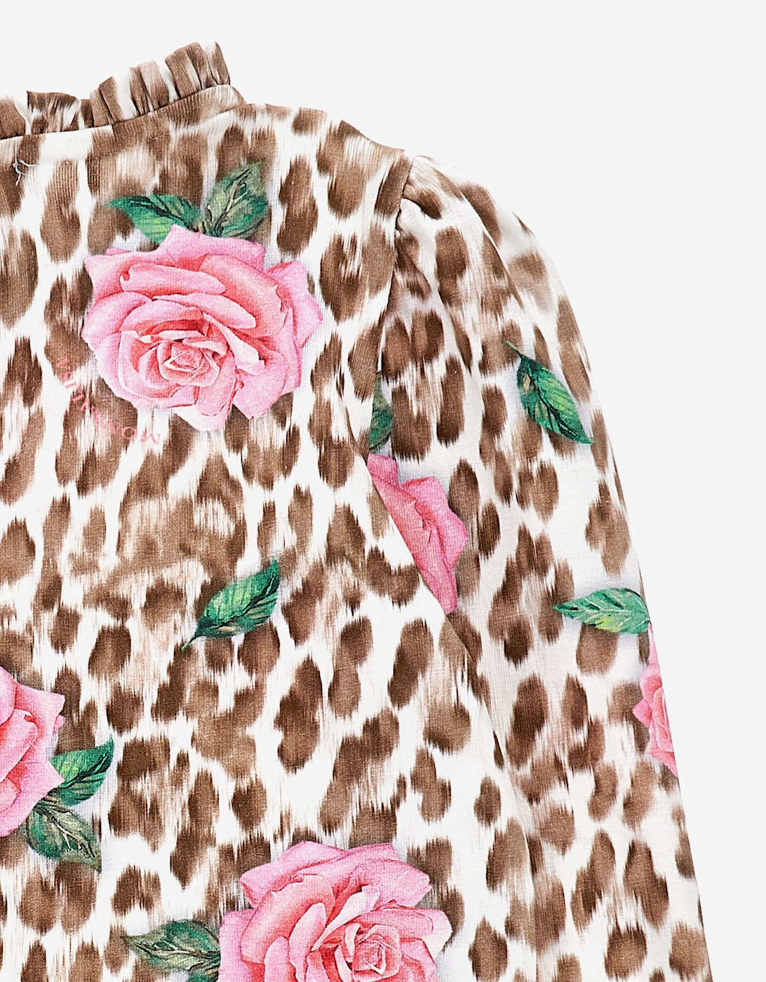 Girls Leopard and Rose Jersey Top in Multicolour