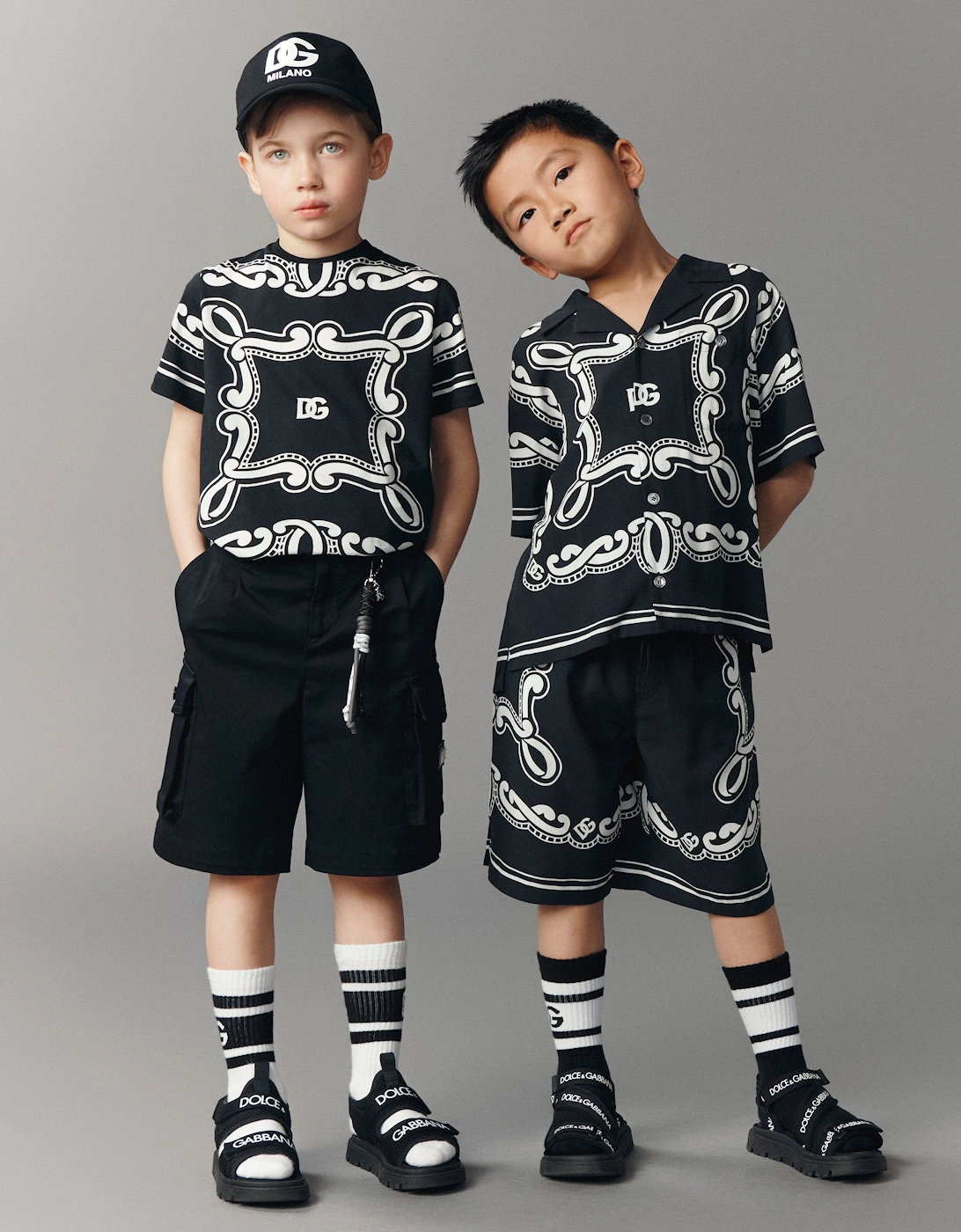 Boys Bandana Bermuda Shorts in Black
