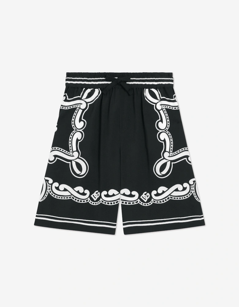 Boys Bandana Bermuda Shorts in Black