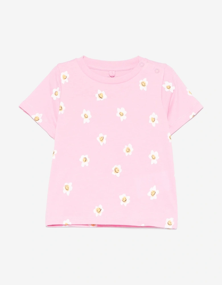 Baby Girls Daisy Print T-Shirt in Pink