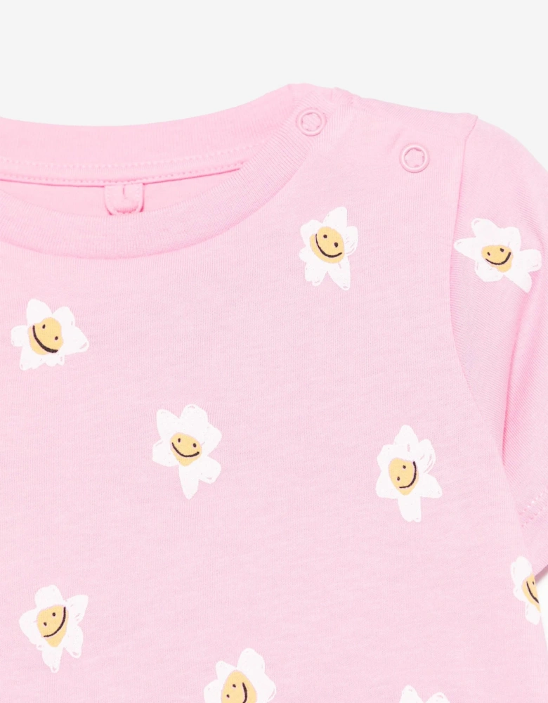Baby Girls Daisy Print T-Shirt in Pink
